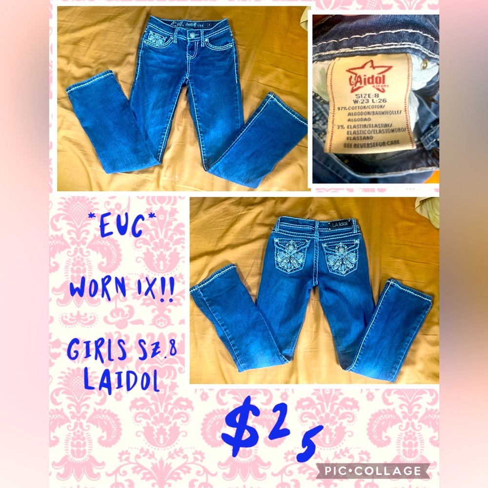 EUC!! Girls sz.8 jeans LAidol jeans w/ bling- perfect condition.